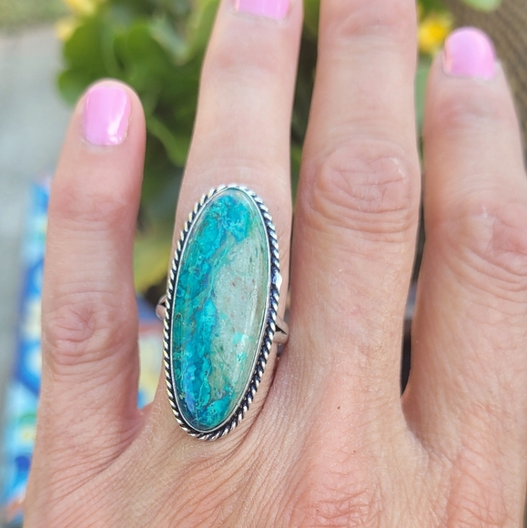 Larimar Inc Jewelry - 🩵Chrysocolla Gemstone Ring Sterling Silver 925 Stamped